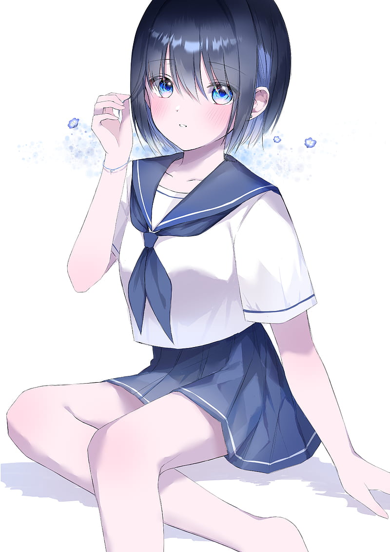 Girl glance sailor suit anime art blue HD phone wallpaper  Peakpx
