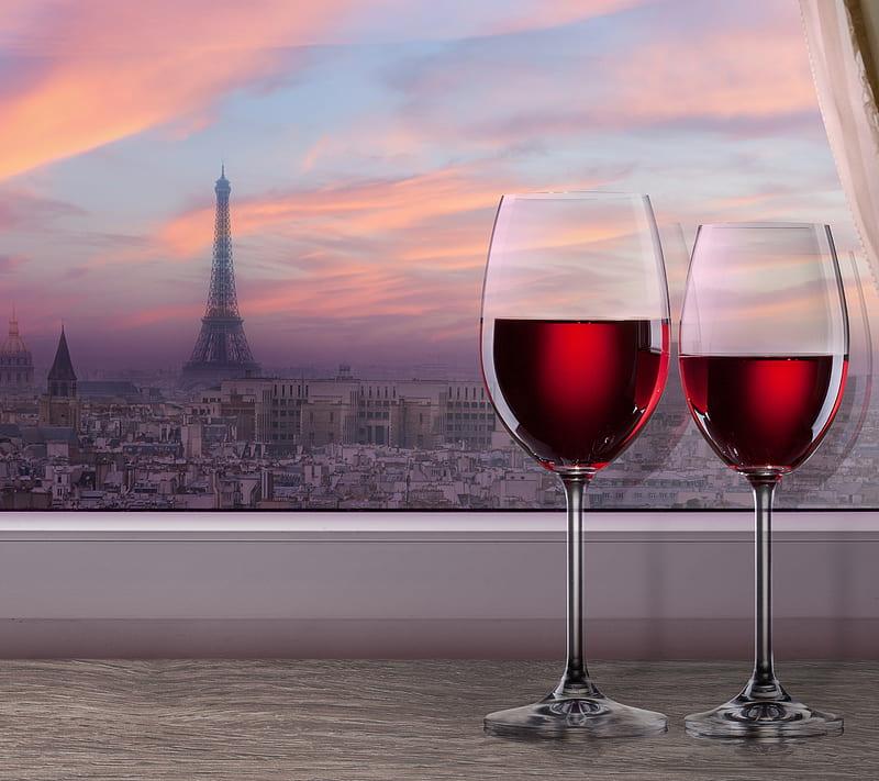 Le Vin, alcohol, france, french, glass, paris, sunset, wine, HD wallpaper
