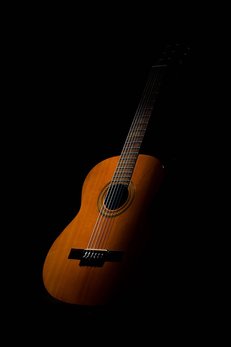 classical guitar, guitar, strings, music, dark, HD phone wallpaper