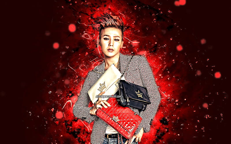 G-Dragon, K-pop, South Korean singer, Big Bang, red neon lights, Kwon Ji Yong, South Korean celebrity, G-Dragon, HD wallpaper