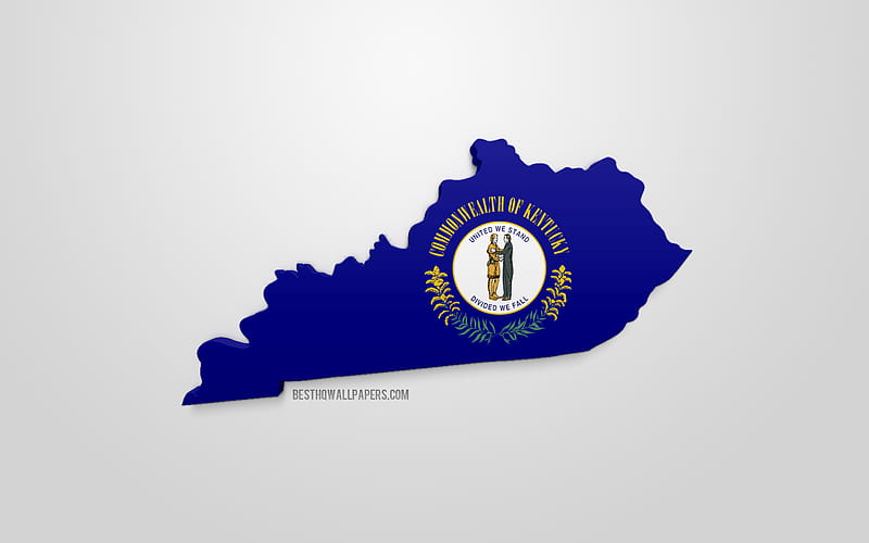 3d flag of Kentucky, map silhouette of Kentucky, US state, 3d art, Kentucky 3d flag, USA, North America, Kentucky, geography, Kentucky 3d silhouette, HD wallpaper