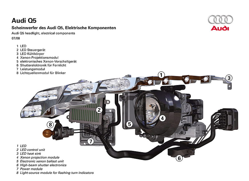 Audi Q5 (2009) Headlight Electric Components, car, HD wallpaper