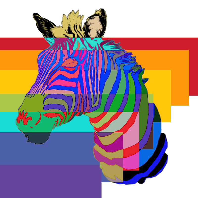 Zebra, abstract, animal, colorful, pop art, rainbow, HD phone wallpaper