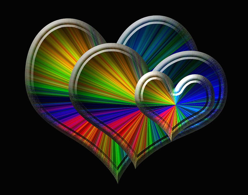 Rainbow Hearts, couple, love, romance, special, sweetheart, HD wallpaper