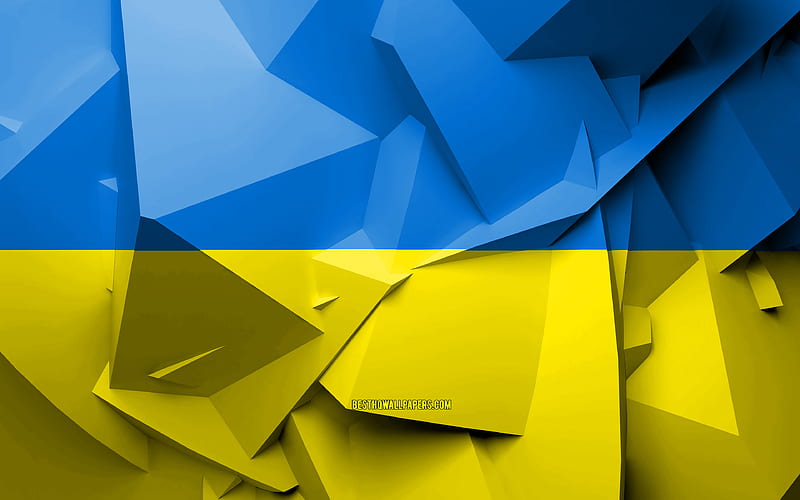Flag of Ukraine, geometric art, European countries, Ukrainian flag, creative, Ukraine, Europe, Ukraine 3D flag, national symbols, HD wallpaper