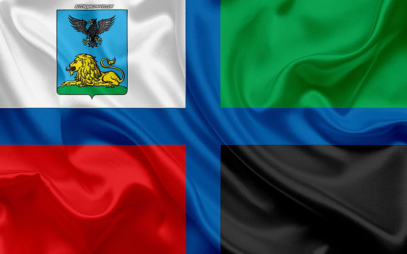 Flag of Belgorod Oblast silk flag, Federal subjects of Russia, Belgorod Oblast flag, Russia, silk texture, Belgorod Oblast, Russian Federation, HD wallpaper