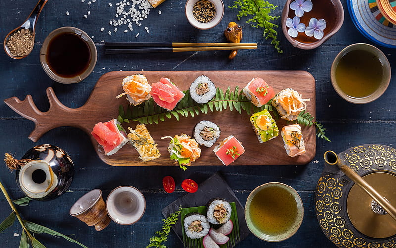 Sushi, graphy, seafood, food, HD wallpaper
