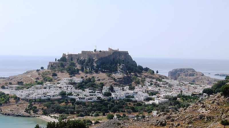 Lindos (Rhodos-Greece), greece, lindos, rhodos, arhitecture, ancient, acropolis, HD wallpaper