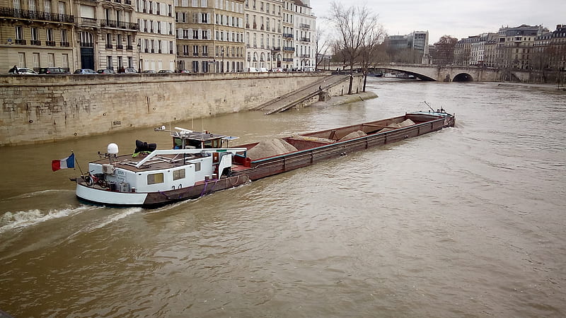 la seine, paris, barque, boats, seine, HD wallpaper