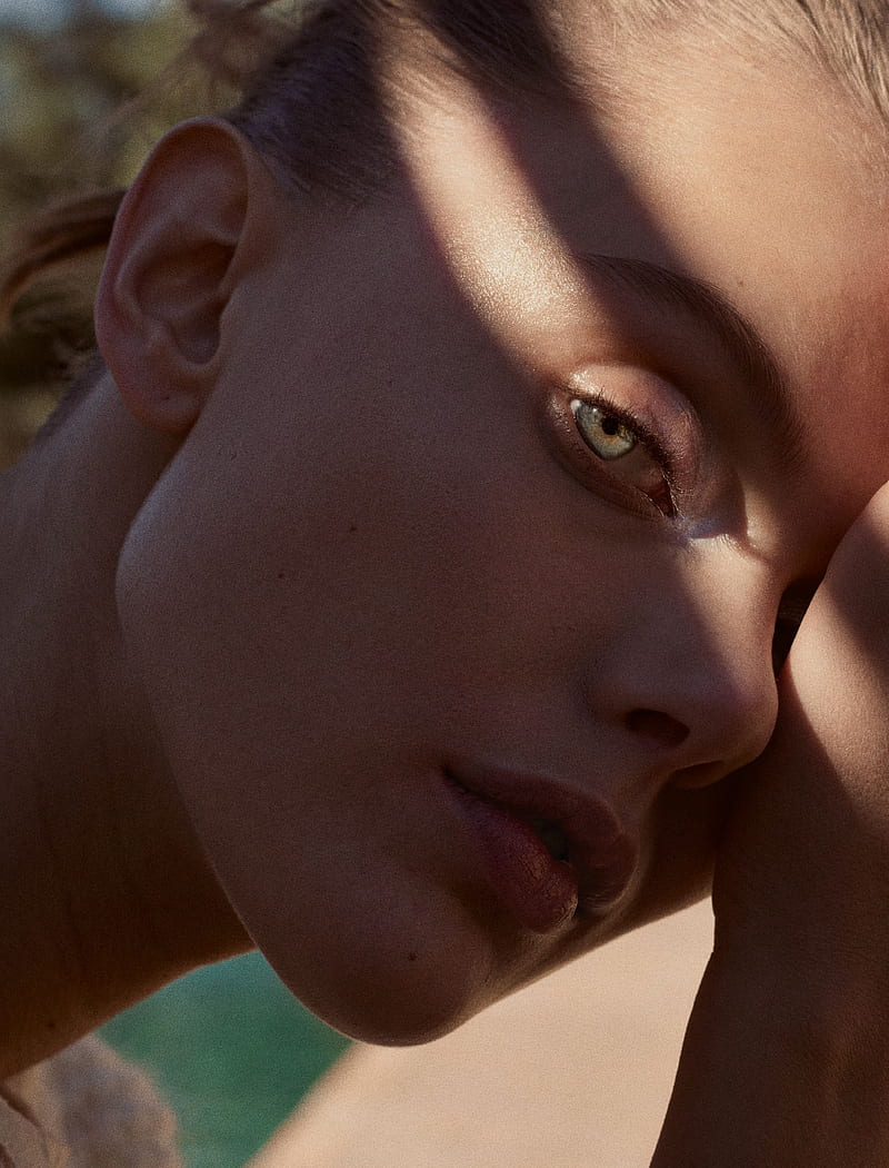 Frida Gustavsson, model, face, green eyes, looking at viewer, closeup, HD phone wallpaper