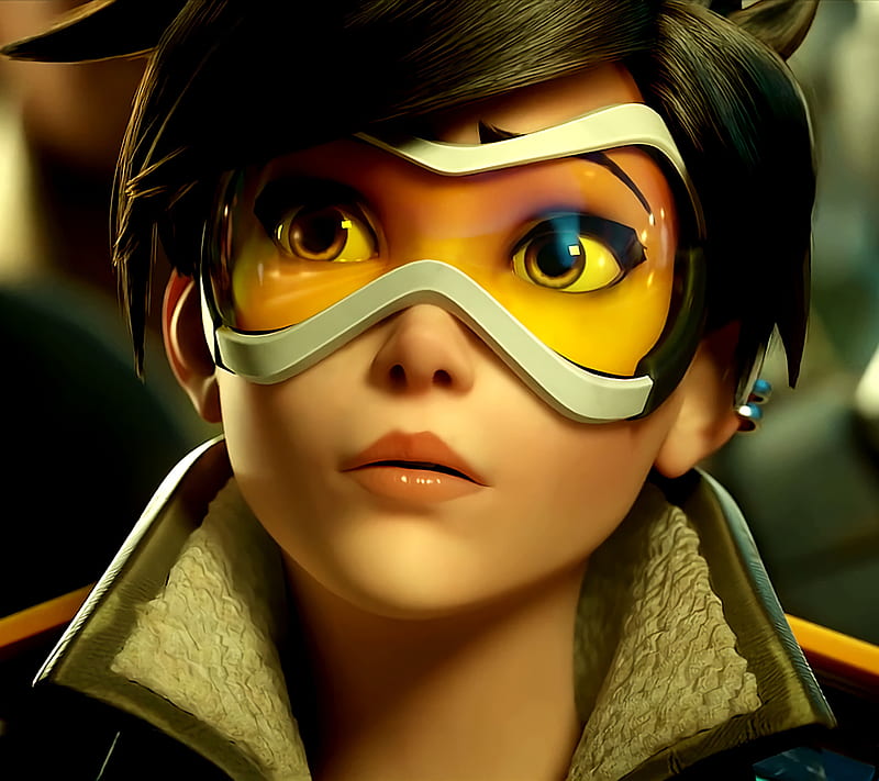 Tracer, action, assassin, fps, goggles, gunner, jumper, overwatch, ow, shooter, time travel, HD wallpaper