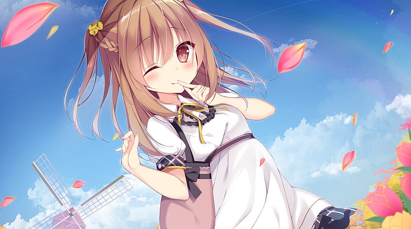 Close-up of a winking anime girl with long hair on Craiyon