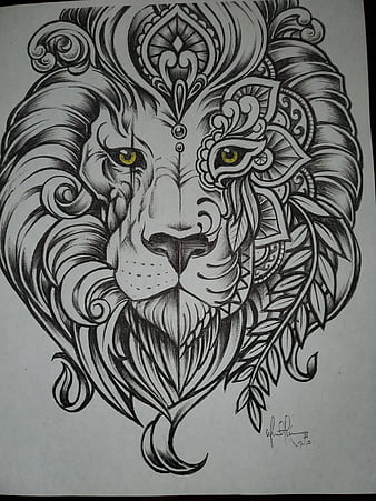 HD wallpaper lion heart animal drawing leo no fear powerful sketch strength zodiac thumbnail