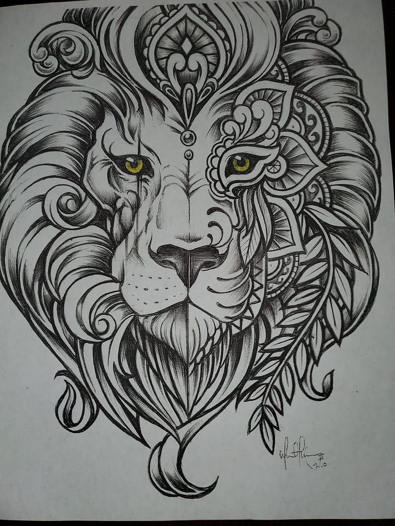 Lion Heart, animal, drawing, leo, no fear, powerful, sketch, strength,  zodiac, HD phone wallpaper | Peakpx