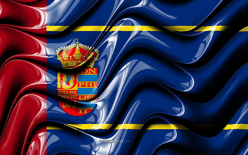 Mostoles Flag Cities of Spain, Europe, Flag of Mostoles, 3D art, Mostoles, Spanish cities, Mostoles 3D flag, Spain, HD wallpaper