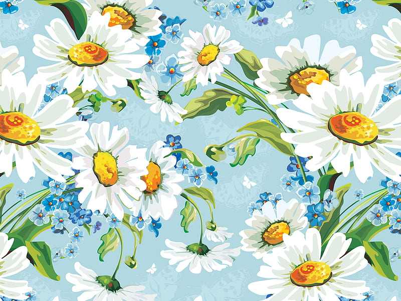 Daisies, flower, painting, art, texture, HD wallpaper