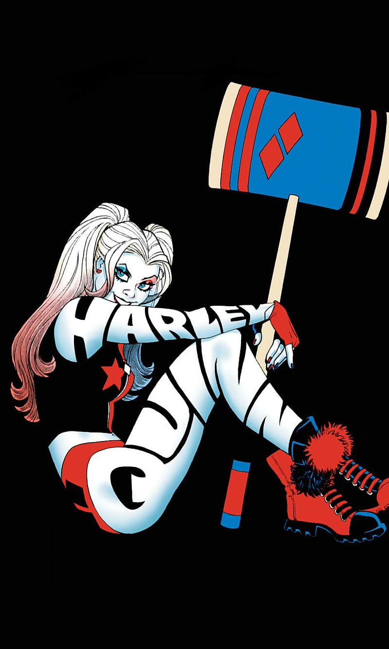 Harley Quinn, bat, batman, black, comic, comics, crazy, dc, haha, hammer,  joker, HD phone wallpaper | Peakpx