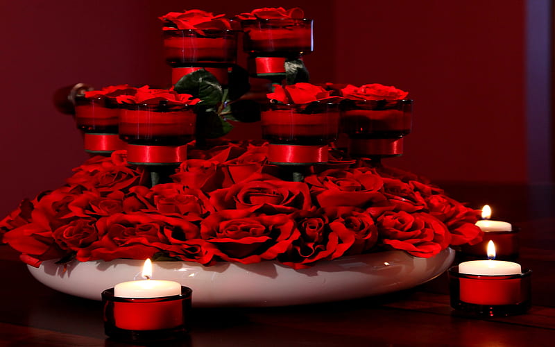 ROMANTIC NIGHT, roses, romantic, decoration, candles, HD wallpaper | Peakpx