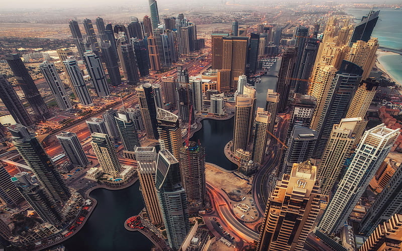 Dubai, UAE, cityscape, fog, skyscrapers, United Arab Emirates, HD wallpaper
