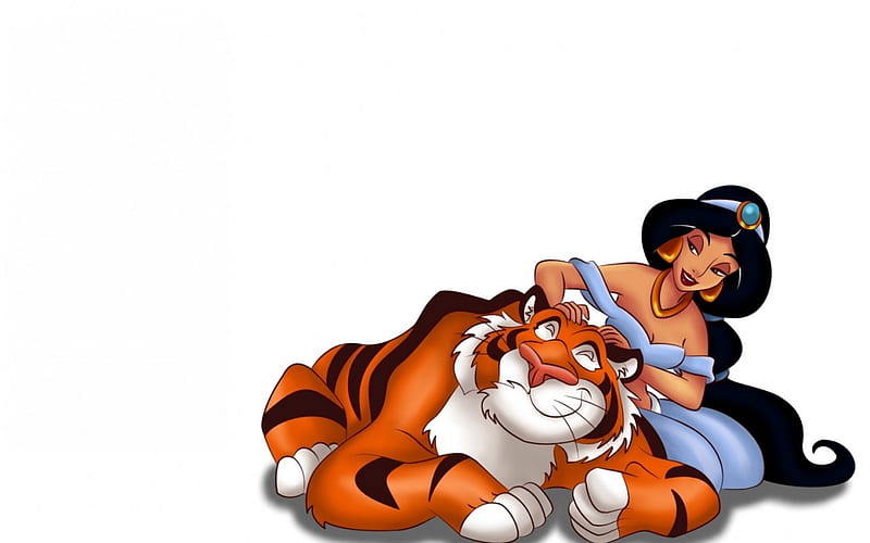 Jasmine and Sultan, sultan, orange, tiger, animal, card, jasmine, girl,  child, HD wallpaper | Peakpx