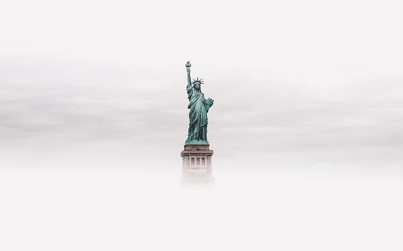 Statue of Liberty, minimal, american landmarks, Neoclassicism, Liberty Island, New York, USA, HD wallpaper