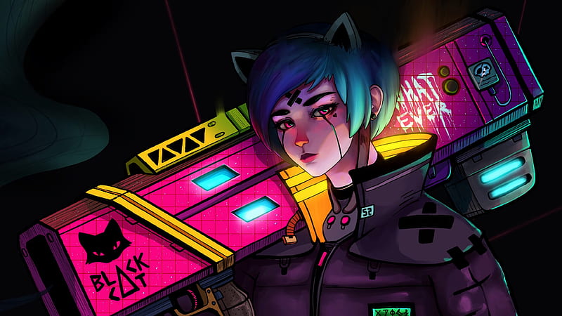 Cyberpunk Steroe Girl, cyberpunk, artist, artwork, digital-art, artstation, HD wallpaper