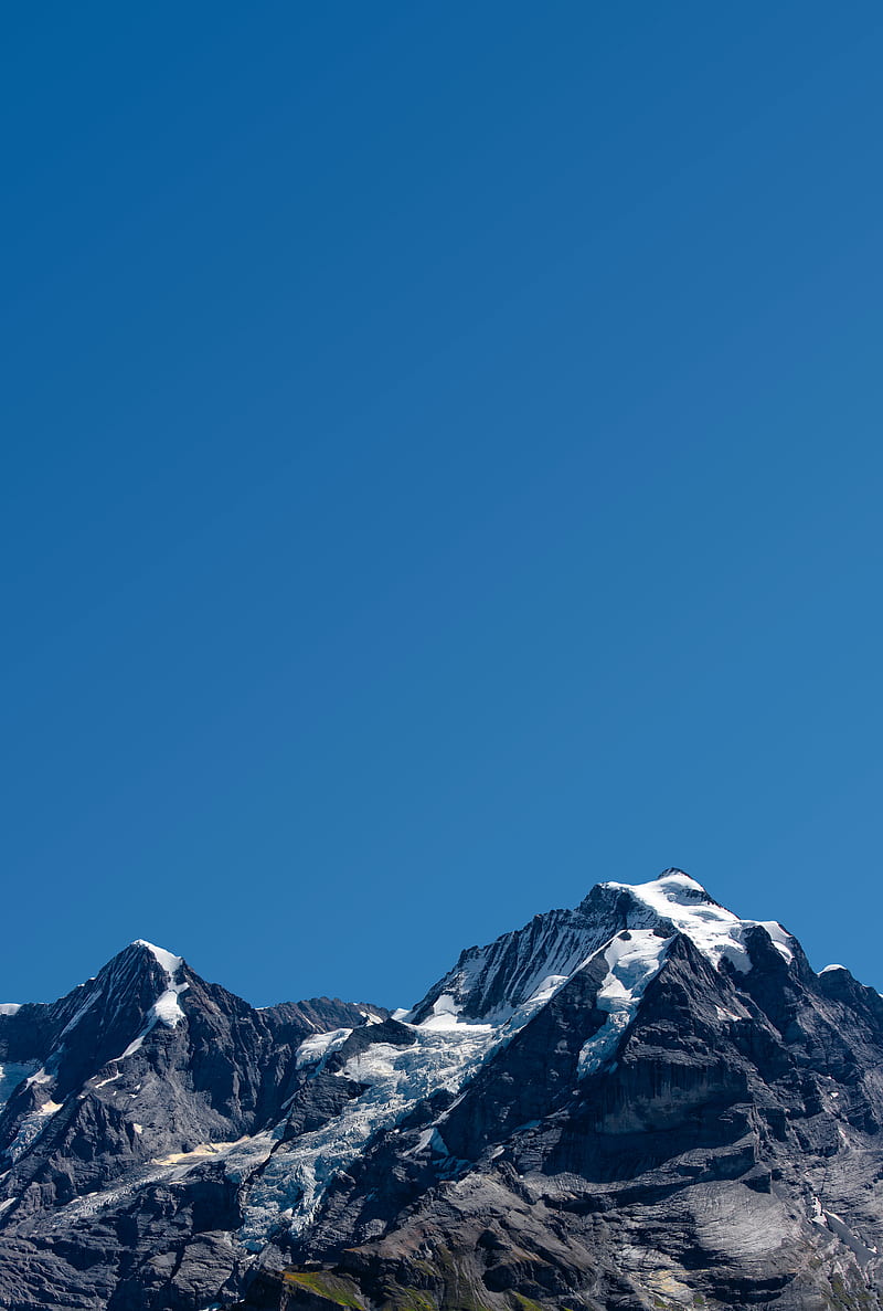 mountains, peaks, sky, cloudless, landscape, HD phone wallpaper