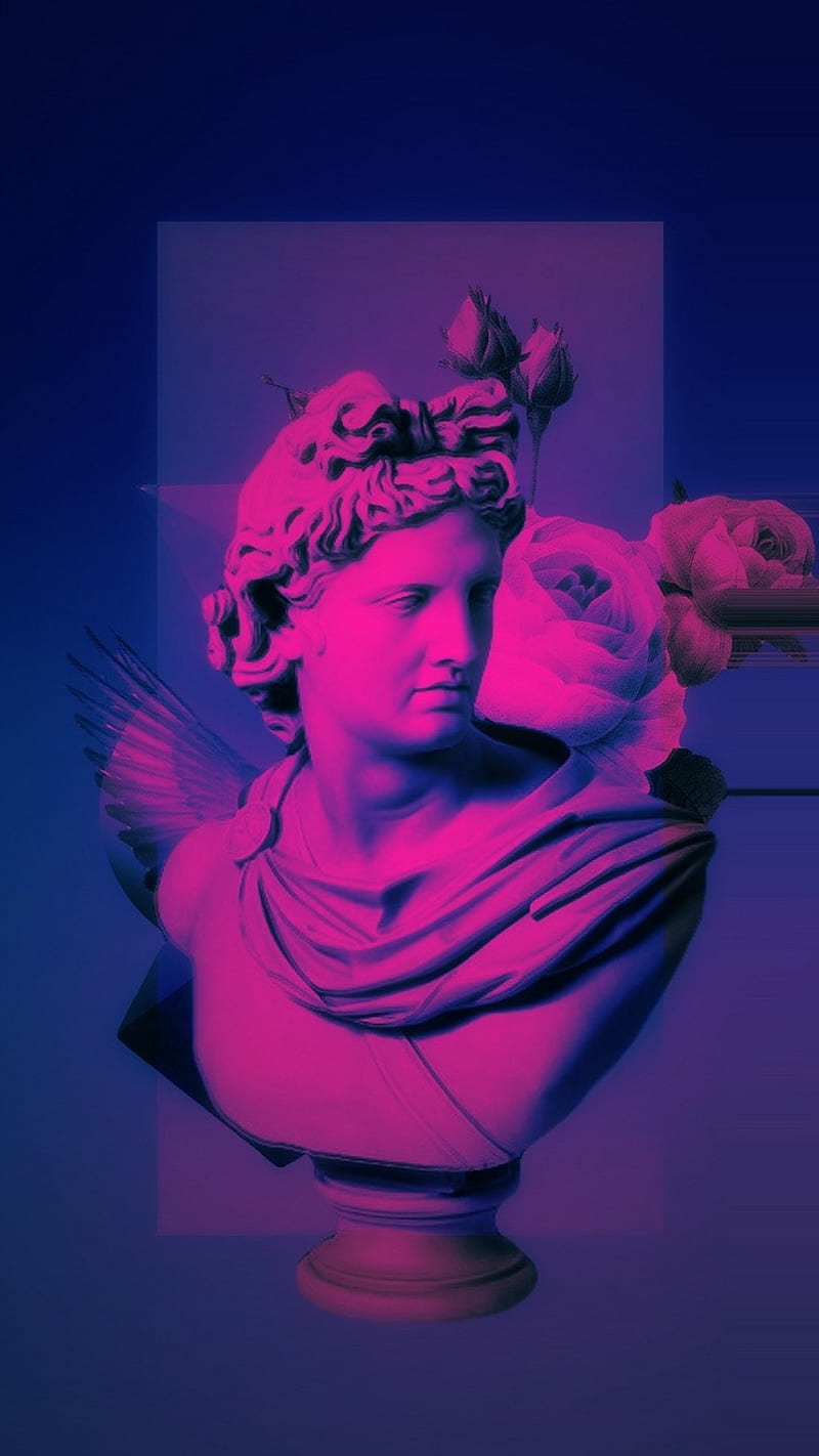 Pink Bust, vaporwave, statue, purple, girly, HD phone wallpaper