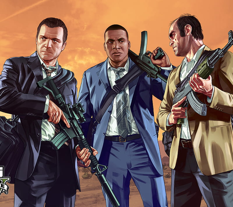 GTA 5 Triple Threat, franklin, gta5, michael, rockstar, trevor, HD wallpaper