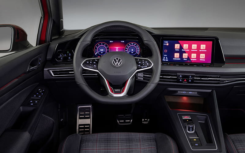 Volkswagen Golf GTI, 2021 inside view, interior, front panel, new Golf GTI, German cars, Volkswagen, HD wallpaper