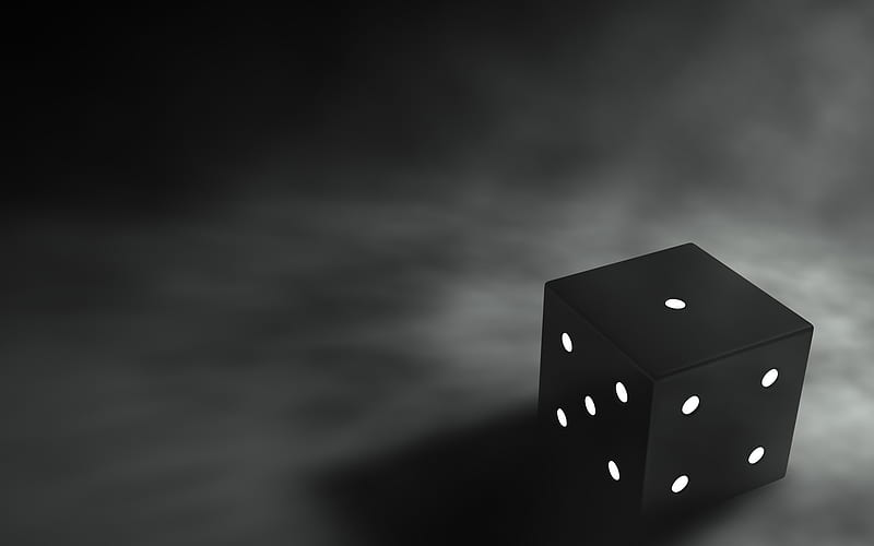 The Black Dice, black, cool, dice, abstract, HD wallpaper