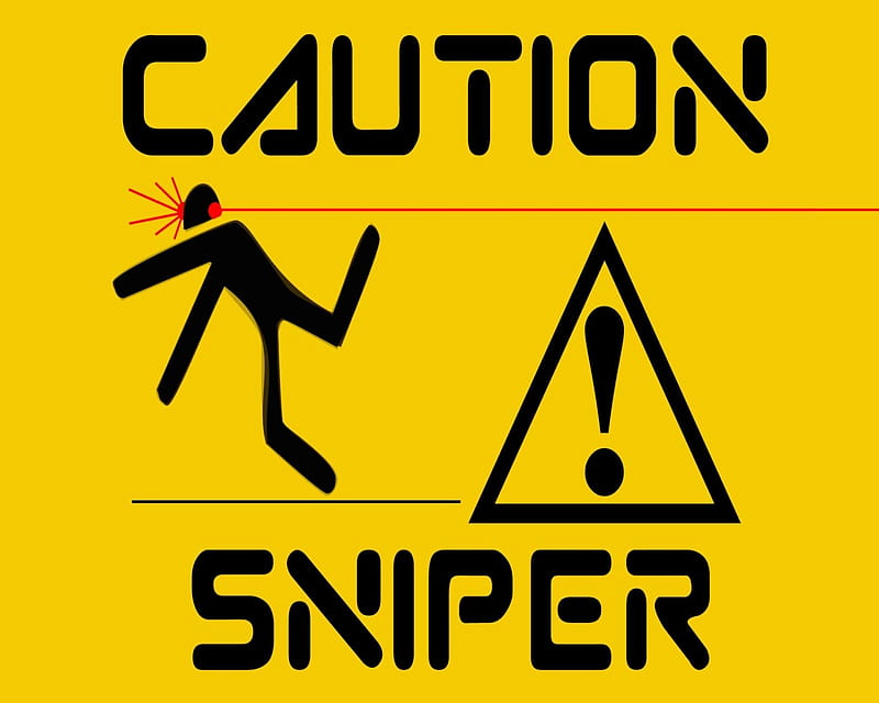 Caution, death, funny, sniper, warning, HD wallpaper | Peakpx