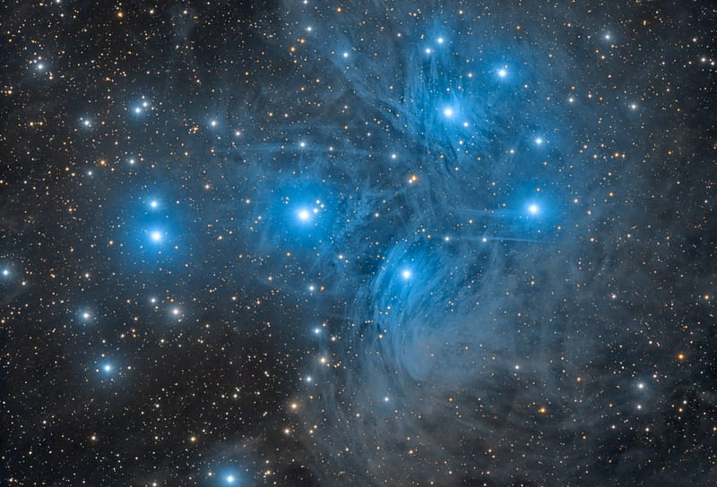 M45 The Pleiades Star Cluster, stars, cool, space, fun, galaxy, HD wallpaper
