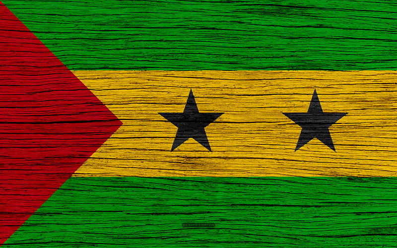 Flag of Sao Tome and Principe Africa, wooden texture, national symbols, Sao Tome and Principe flag, art, Sao Tome and Principe, HD wallpaper