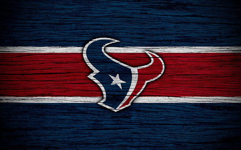 Houston Texans, NFL wooden texture, american football, logo, emblem, Houston, Texas, USA, National Football League, American Conference, HD wallpaper
