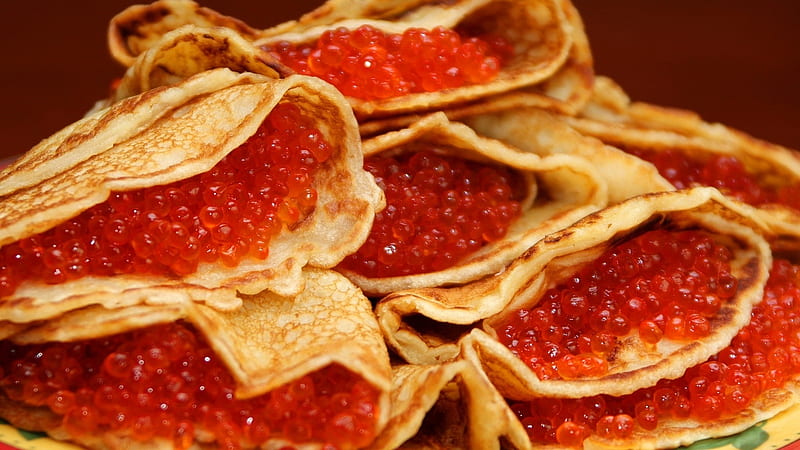 Rich Pancakes for You !, caviar, food, rich, pancakes, appetizing, HD wallpaper