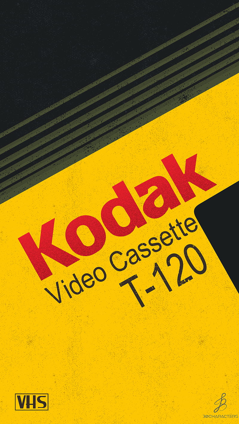 Cassette, 30c, cover, grunge, kodak, retro, t-120, tape, vhs, vintage, yellow, HD phone wallpaper