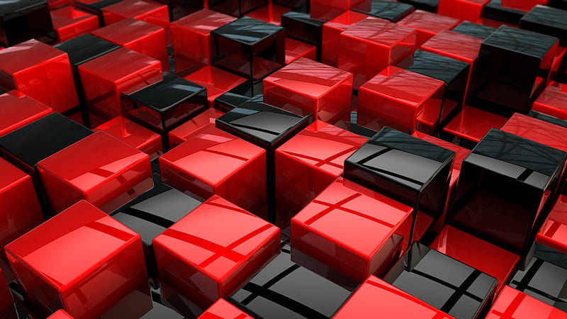 Black Jacks, red, levels, black, abstract, squares, HD wallpaper