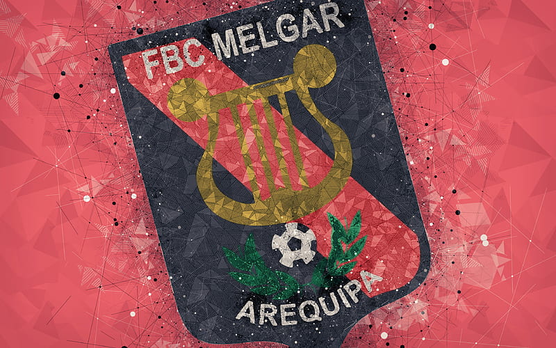 FBC Melgar geometric art, logo, Peruvian football club, red abstract background, emblem, Arequipa, Peru, football, creative art, Peruvian Primera Division, HD wallpaper