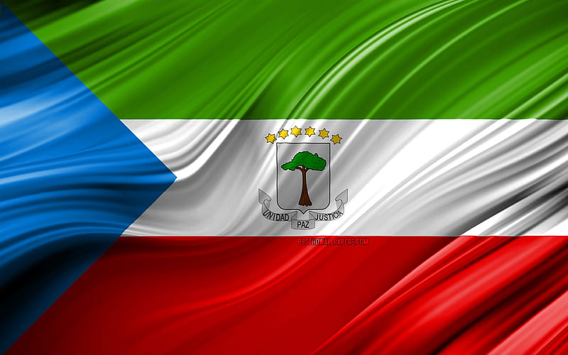 Equatorial Guinea flag, African countries, 3D waves, Flag of Equatorial Guinea, national symbols, Equatorial Guinea 3D flag, art, Africa, Equatorial Guinea, HD wallpaper