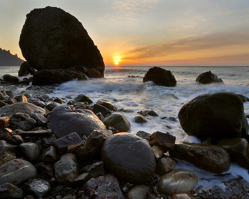 Crimean Coast at Twilight Ukraine, rocks, sun, clouds, ocean, HD wallpaper  | Peakpx
