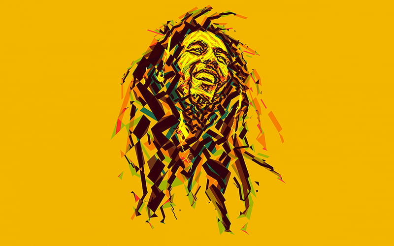 Bob Marley, art, Jamaican musician, portrait, low poly, HD wallpaper