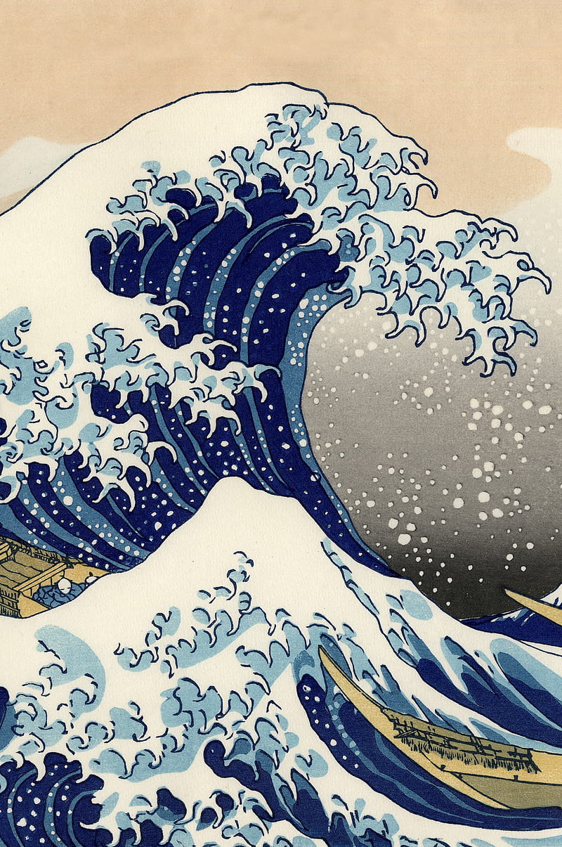 The Great Wave, art, hokusai, japan, water, woodblock, HD phone wallpaper