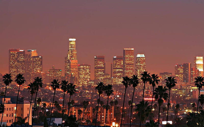 Downtown Los Angeles Skyline Dusk HD wallpaper  Peakpx