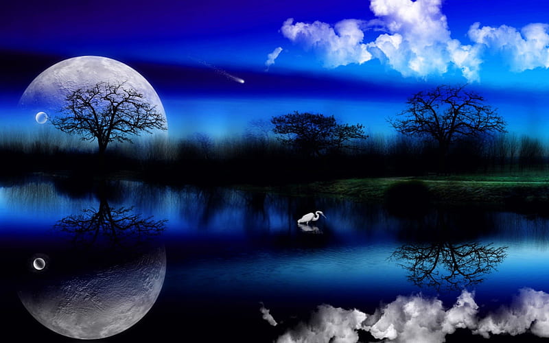 Twilight Becoming, fantasy, twilight, moon, blue, HD wallpaper | Peakpx