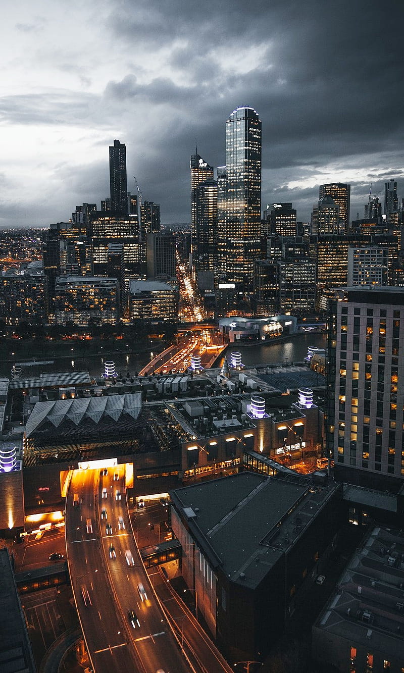Melbourne Skyline, australia, black, blue, bulidings, carros, fahad noor, fahad nur, fahadnoor090, galaxy, love, nights, space, stay high, weather, HD phone wallpaper