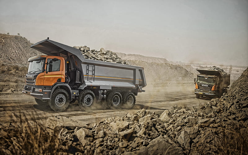 Scania P440, Mining dump trucks, trucks, quarry, Scania P410, new trucks, Scania, HD wallpaper