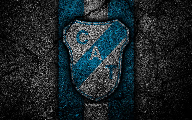 Temperley FC, logo, Superliga, AAAJ, black stone, Argentina, soccer, Temperley, football club, asphalt texture, FC Temperley, HD wallpaper