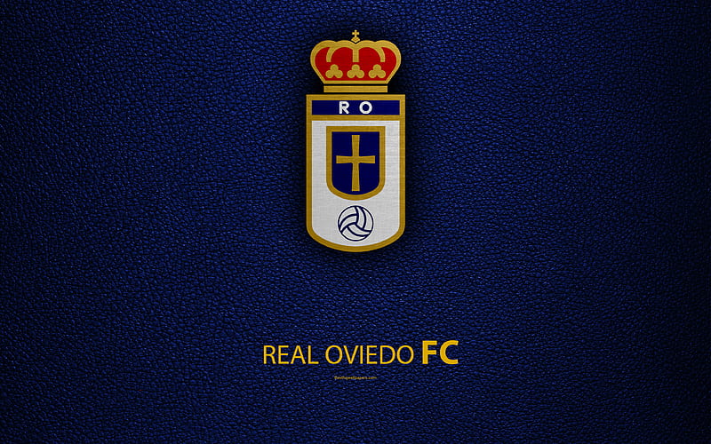 Real Oviedo FC Spanish Football Club, leather texture, logo, LaLiga2, Segunda Division, Oviedo, Spain, Second Division, football, HD wallpaper
