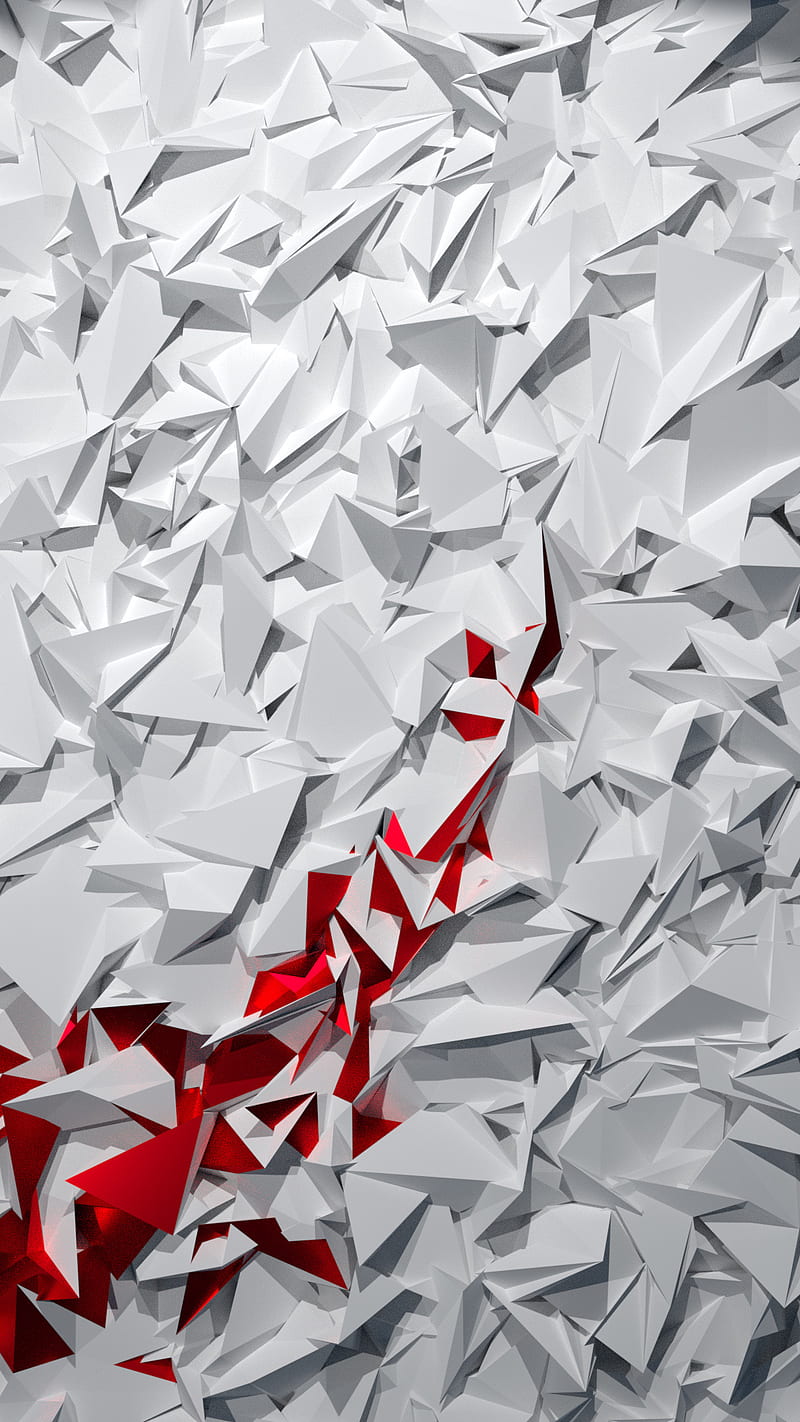 Polygonal, 3d, abstract, art, background, crystals, pattern, polygon, red,  white, HD phone wallpaper | Peakpx